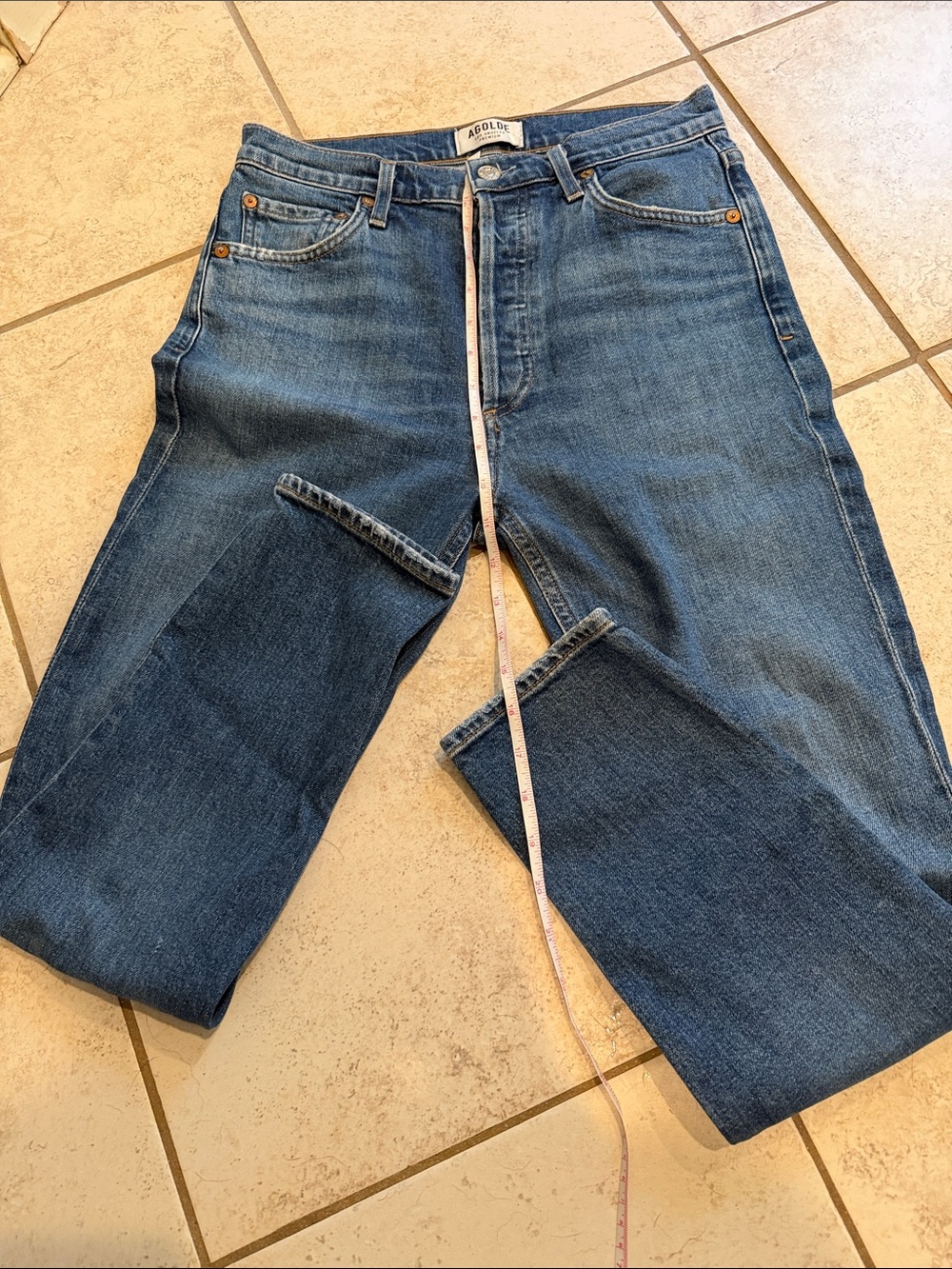 Agolde straight, high rise Dark Blue Denim Jeans